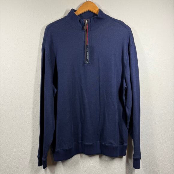 Men's Cremieux Navy Long Sleeve Half Zip Elbow Patch Pullover Size XL NEW - Picture 2 of 7